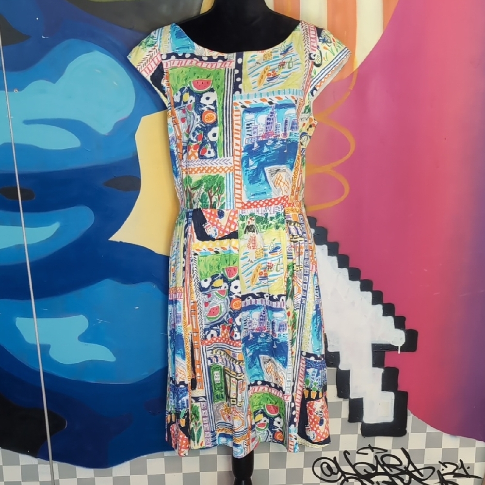 Kate Spade Blue and Pink Flutter Sleeve Sundress